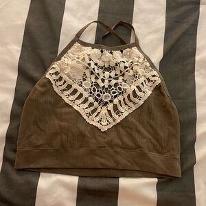 Brown Lace Halter Top